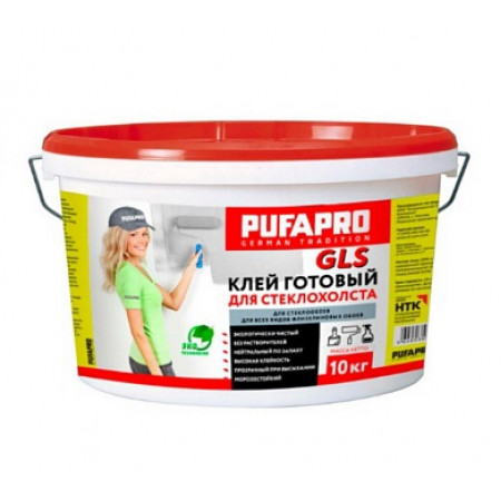 Готовый клей PUFAPRO GLS (10 кг) для всех видов стеклотканевых и флизелиновых обоев