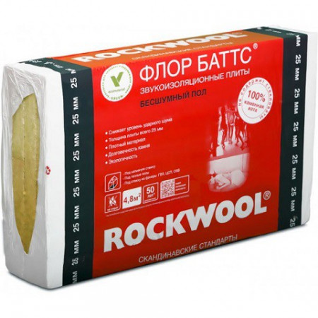 Утеплитель ROCKWOOL Флоор Баттс 1000х600х2,5мм 4,8м2