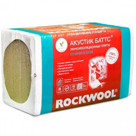 Утеплитель ROCKWOOL Акустик Баттс 1000х600х50мм 6м2 Утеплитель ROCKWOOL Акустик Баттс 1000х600х50мм 6м2